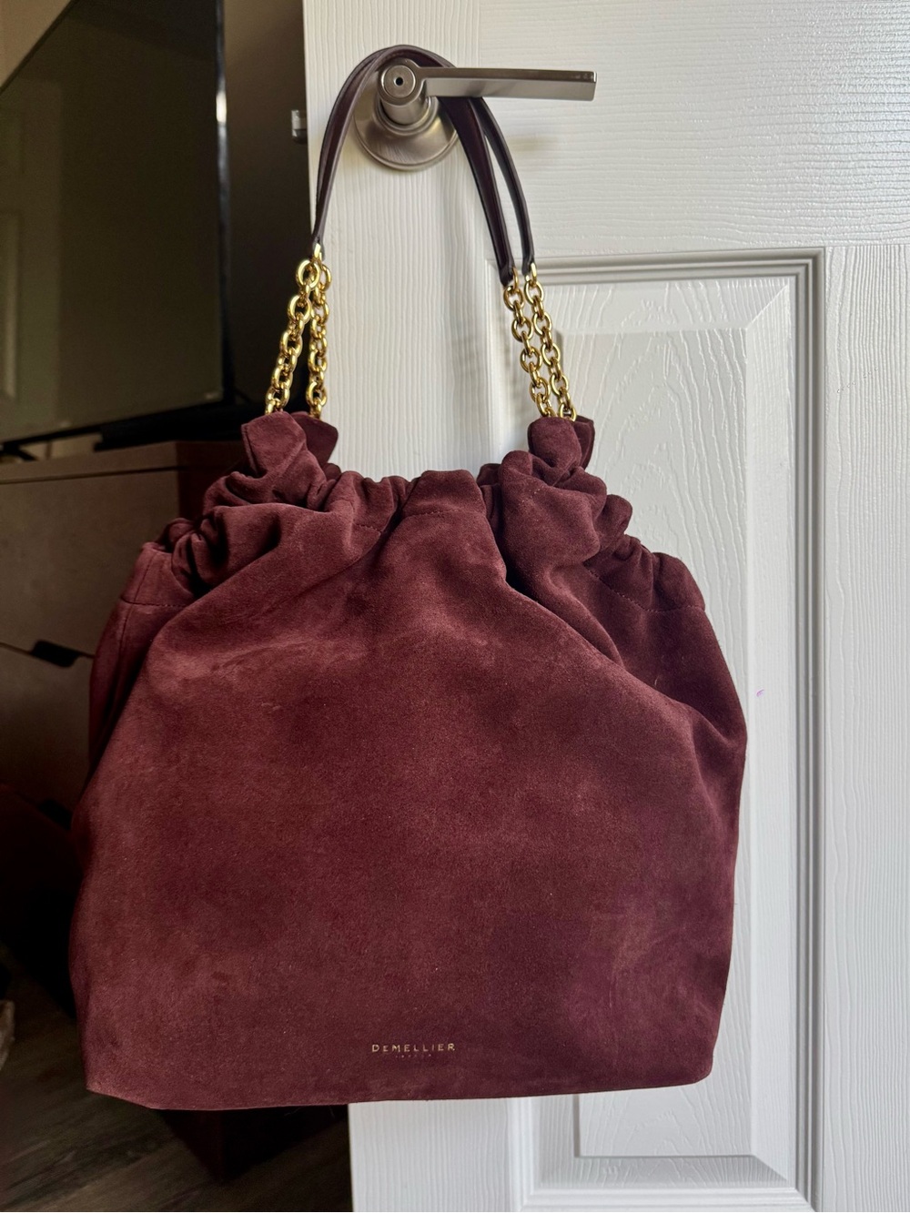 Demellier Miami Burgundy Suede handbag NWT no bag